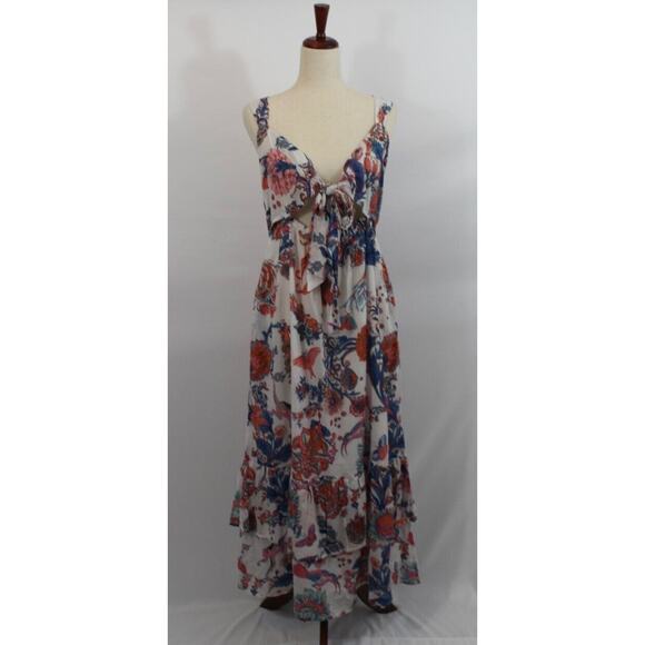 BANJANAN Sz XXL 2xl Floral Maxi Dress Cutout Tie Front Sagitta NWT - Picture 9 of 10